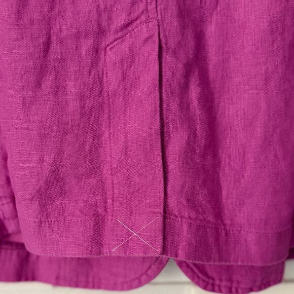 J. JILL LOVE LINEN 100% Linen Slouchy Breathable Blazer Suit Jacket M Fuchsia - Picture 4 of 5